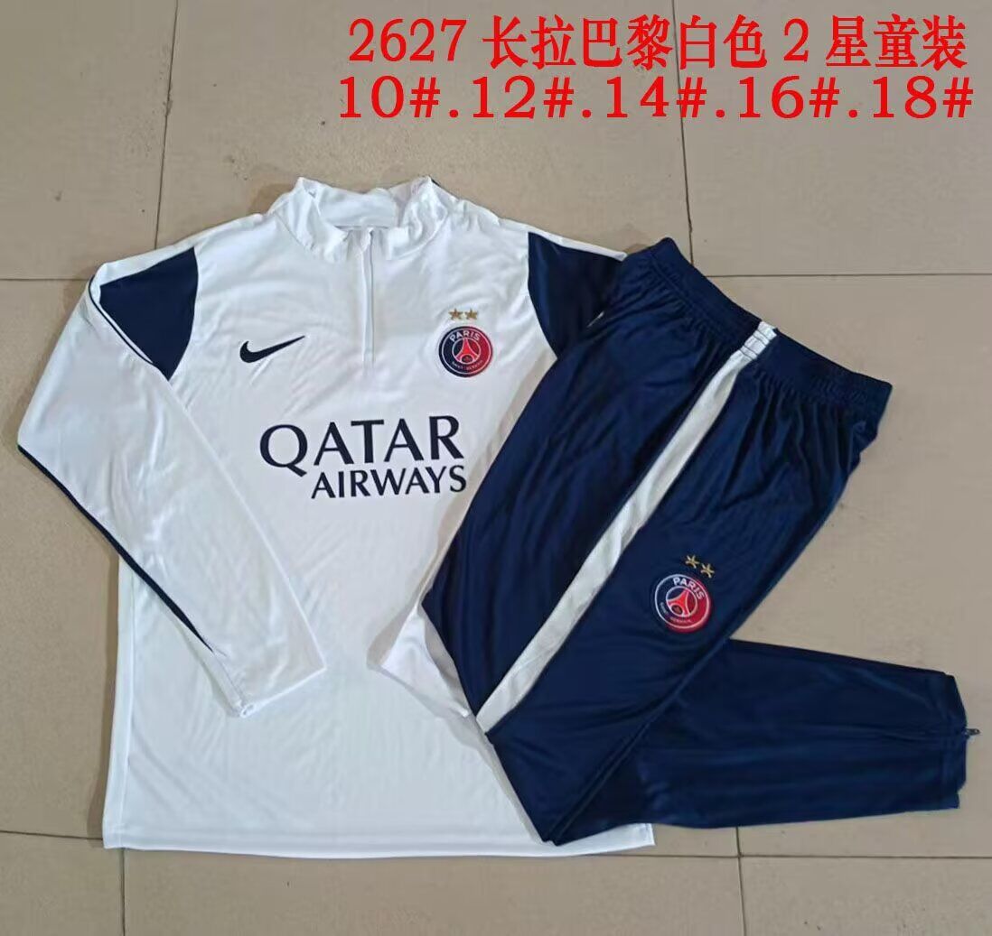 Kids Paris St Germain 26/27 Tracksuit - White/Navy Blue
